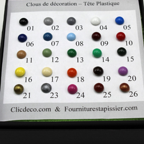 Carte échantillon - Clous de couleur en plastique 11mm