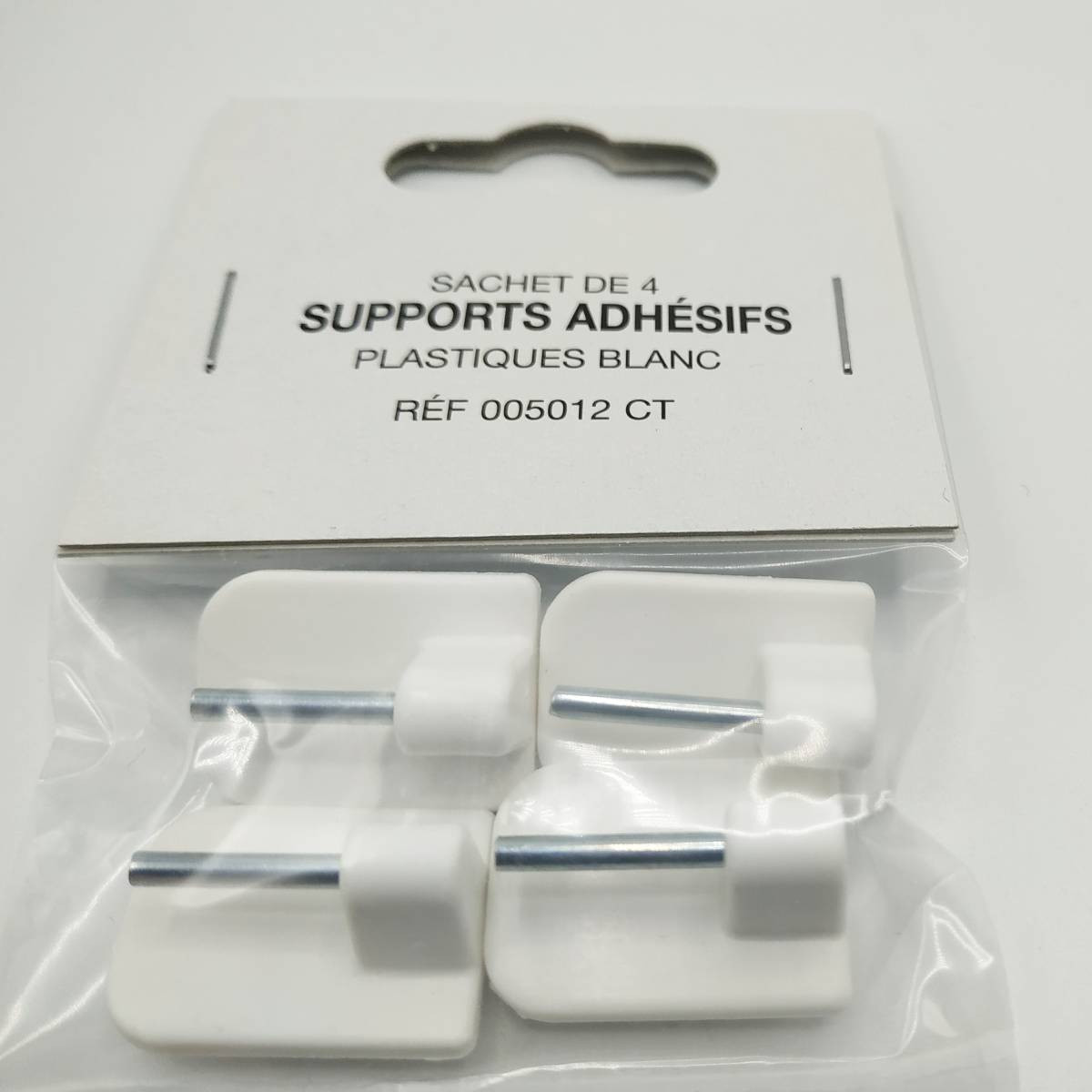 Lot de 4 Supports adhésif PVC - 5mm Blanc