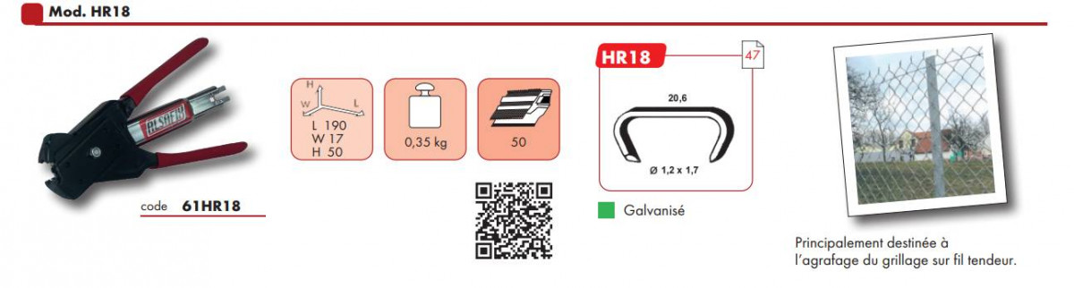 Pince agrafeuse HR 18